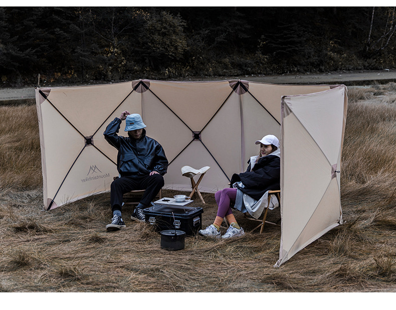 Cheap Goat Tents New Arrival High Quality 4Walls 5.6*1.4m Ultralarge Folding Windshield Camping Windscreen Bonfire Windshield Sun Shelter   